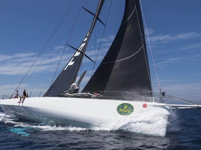 The 70 foot Trifork approaches the Giraglia midway through the race - 2016 Giraglia Rolex Cup © Quinag